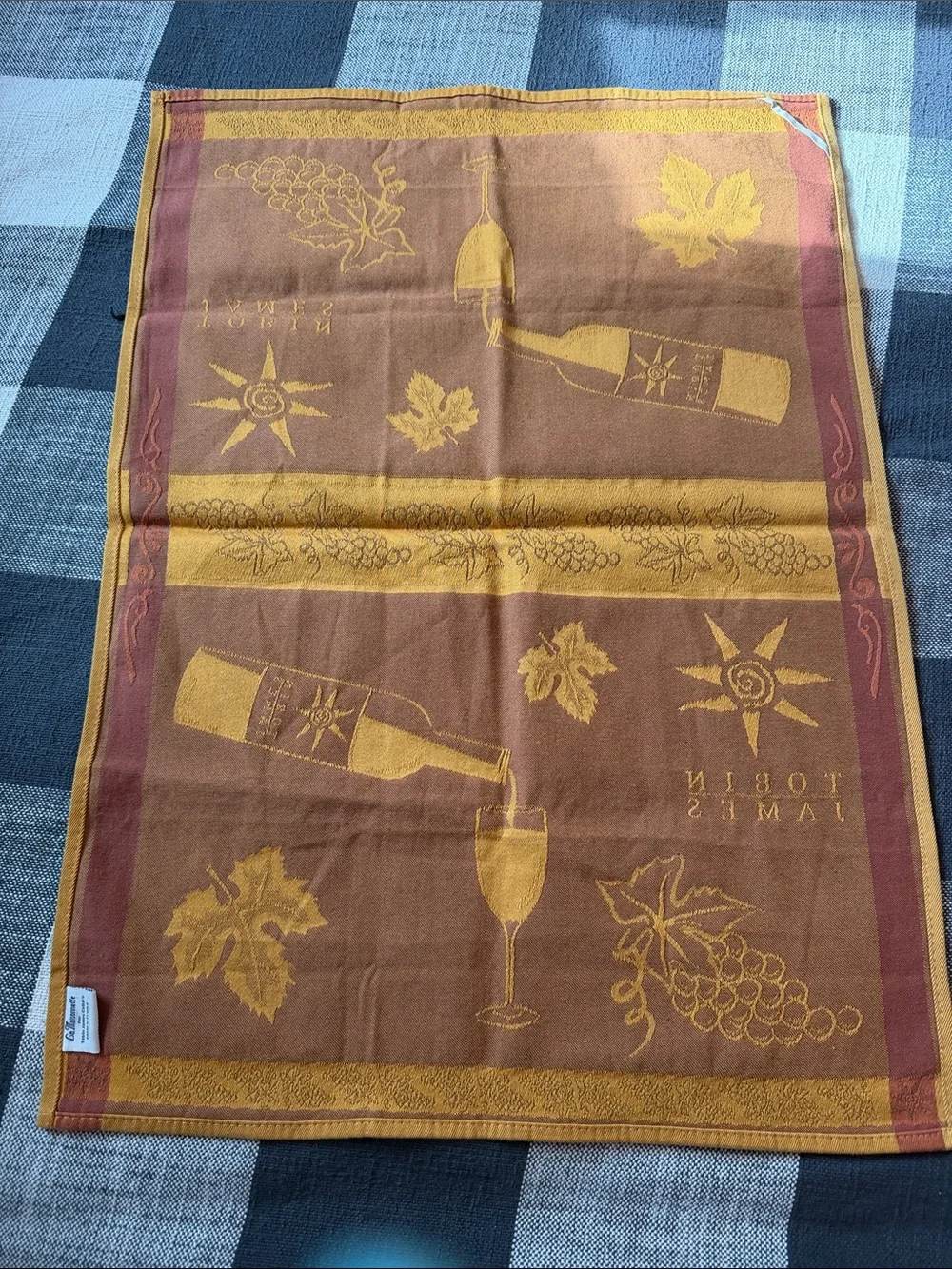 Gold & Brown Wine-Themed Kitchen Towel